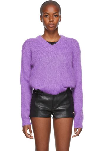 TOM FORD Purple Brushed Mohair V-Neck Sweater