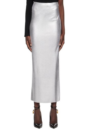 TOM FORD Silver Viscose Midi Skirt