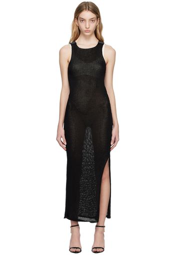 TOM FORD Black Shiny Rafia Tank Maxi Dress