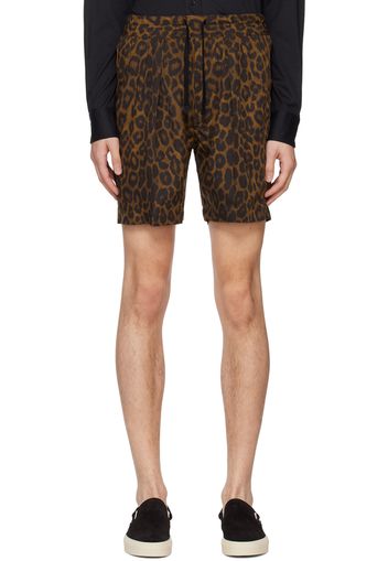 TOM FORD Brown Leopard Shorts