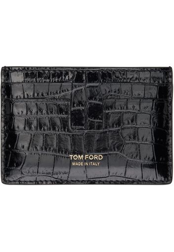 TOM FORD Black Printed Croc Card Holder