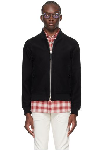 TOM FORD Black Stand Collar Bomber Jacket