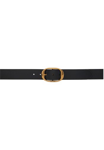 TOM FORD Black Grain Leather Oval Belt