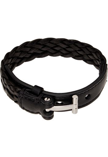 TOM FORD Black Woven Leather Bracelet