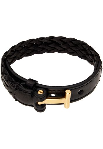 TOM FORD Black Woven Leather Bracelet