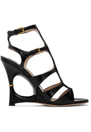 TOM FORD Black Shiny Stamped Crocodile Heeled Sandals