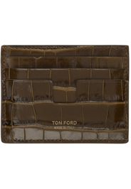 TOM FORD Khaki Shiny Croc T Line Card Holder