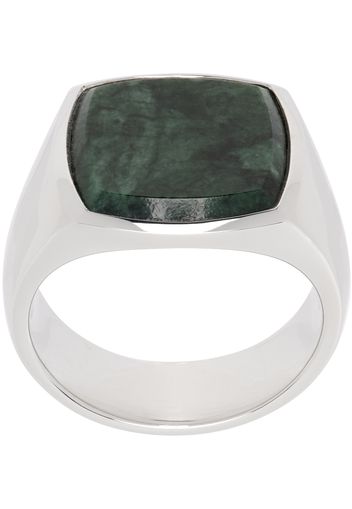 Tom Wood Silver Cushion Green Marble Ring