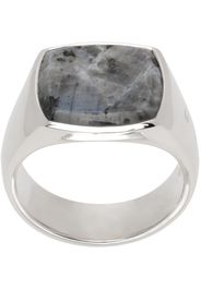 Tom Wood Silver Cushion Larvikite Ring