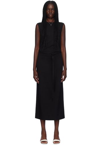 TOTEME Black Fluid Tie-Waist Maxi Dress