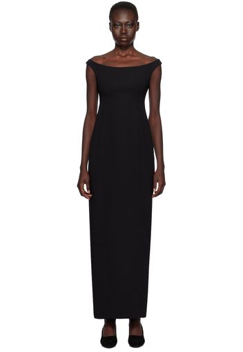 TOTEME Black Curved Off-Shoulder Maxi Dress