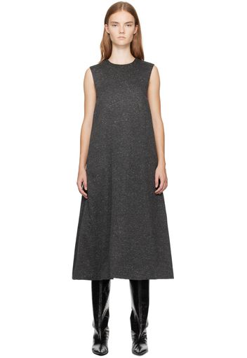 UMBER POSTPAST Gray Viscose Jersey Insulated Midi Dress