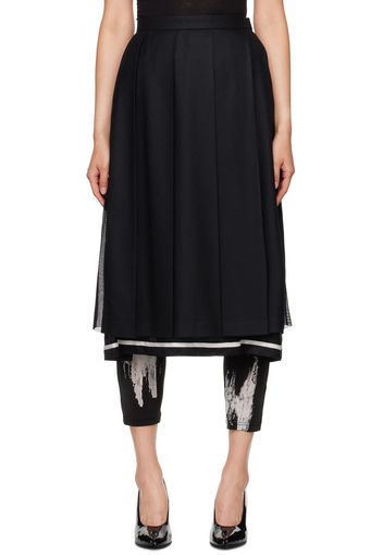 UNDERCOVER Black Pleated Midi Skirt