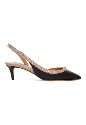 Valentino Garavani Black and Pink Valentino Garavani Rockstud Slingback Pumps