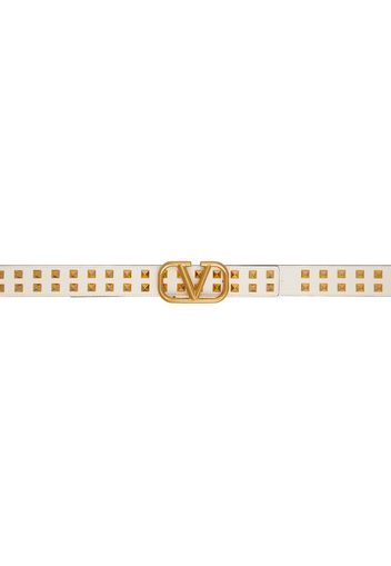 Valentino Garavani White Studded VLogo Belt