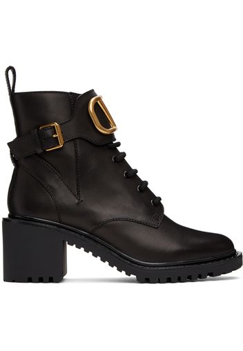 Valentino Garavani Leather VLogo Combat Boots