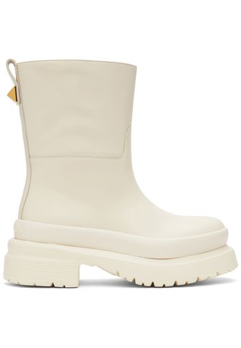 Valentino Garavani Off-White Roman Stud Ankle Boots