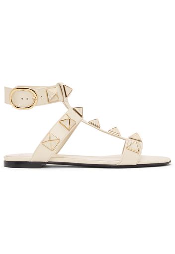 Valentino Garavani Off-White Roman Stud Flat Sandals