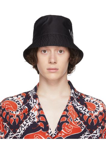 Valentino Garavani Black Nylon 'VLTN' Bucket Hat