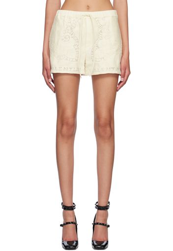 Valentino Off-White Jacquard Shorts