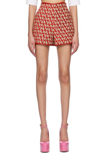 Valentino Beige & Red VLogo Shorts