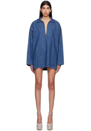 Valentino Blue V-Neck Denim Minidress