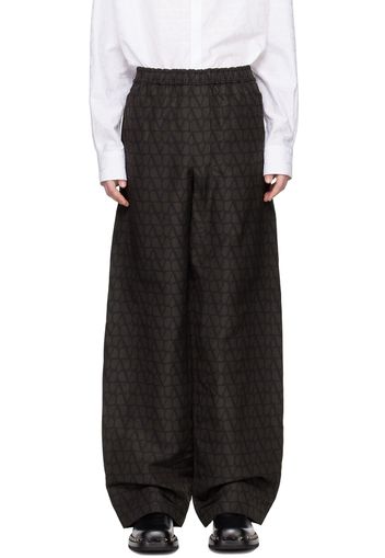 Valentino Black & Brown Toile Iconographe Trousers