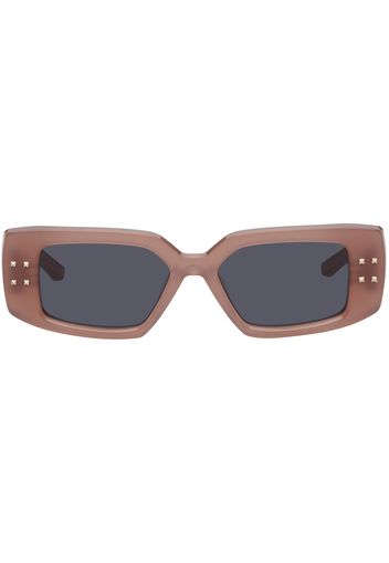 Valentino Garavani Pink V Rectangular Frame Sunglasses