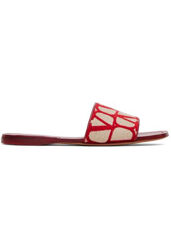 Valentino Garavani Red & Beige Logo Slides