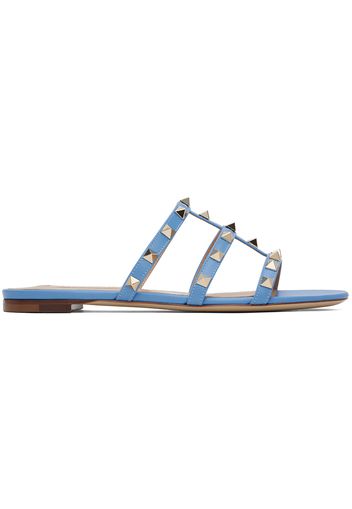 Valentino Garavani Blue Rockstud Flat Sandals