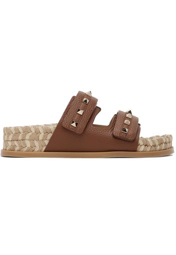 Valentino Garavani Tan Rockstud Flat Sandals