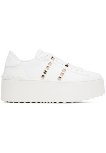 Valentino Garavani White Rockstud Untitled Flatform Sneakers