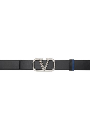 Valentino Garavani Black & Navy VLogo Reversible Belt