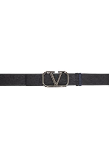 Valentino Garavani Black & Navy VLogo Reversible Belt