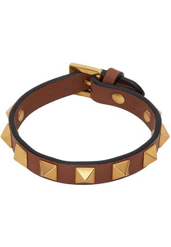 Valentino Garavani Brown Leather Rockstud Bracelet