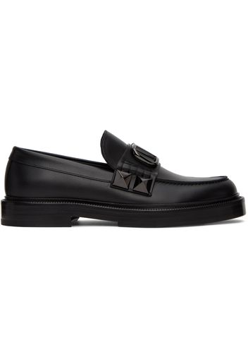 Valentino Garavani Black Stud Sign Loafers