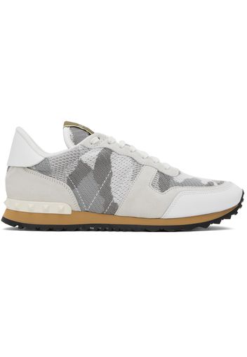 Valentino Garavani White & Beige Rockrunner Sneakers