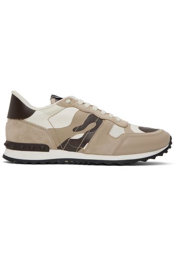 Valentino Garavani Brown & Off-White Rockrunner Sneakers