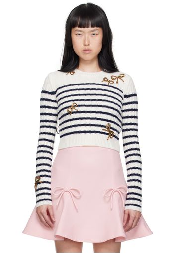 Valentino White & Navy Bow Sweater