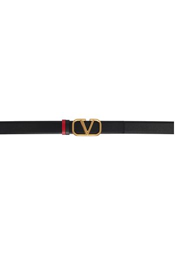 Valentino Garavani Reversible Black & Red VLogo Signature Belt