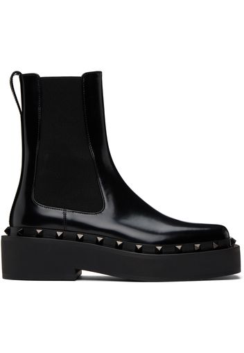 Valentino Garavani Black Rockstud Chelsea Boots