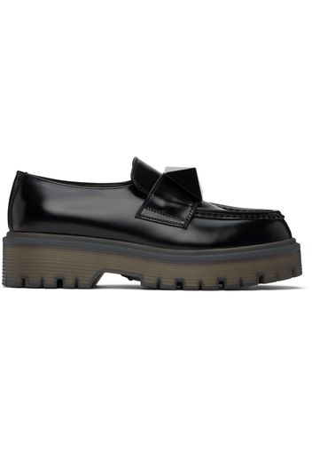 Valentino Garavani Black One Stud Loafers