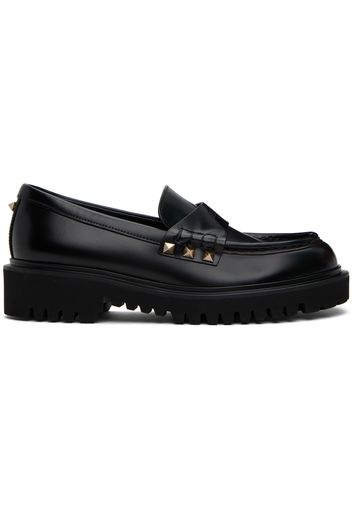 Valentino Garavani Black Rockstud Calfskin Loafers