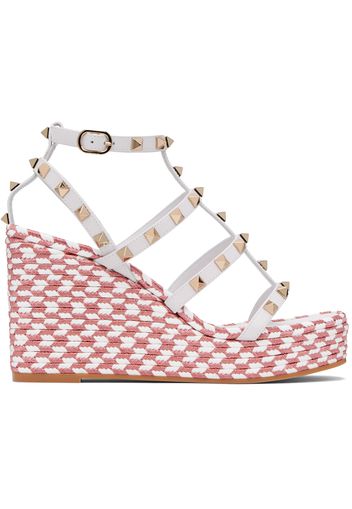 Valentino Garavani White & Pink Rockstud Heeled Sandals