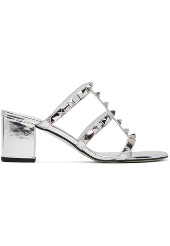 Valentino Garavani Silver Rockstud Heeled Sandals