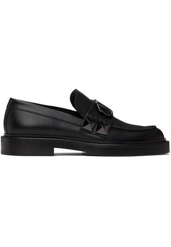 Valentino Garavani Black Stud Sign Loafers