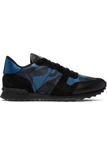 Valentino Garavani Black & Blue Rockrunner Sneakers