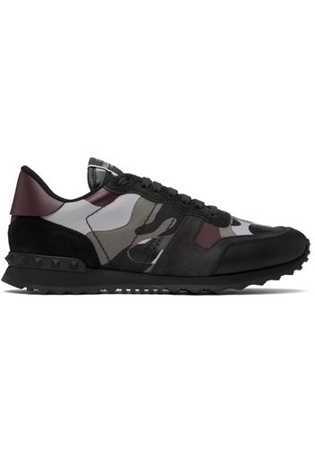 Valentino Garavani Black & Burgundy Rockrunner Sneakers