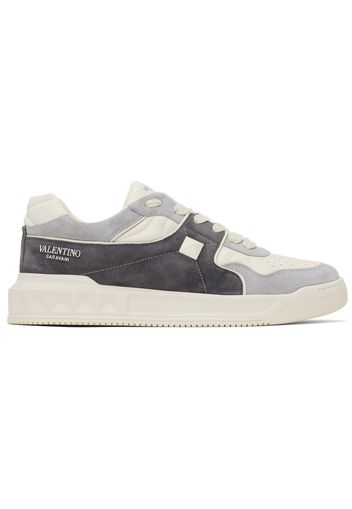 Valentino Garavani Off-White & Gray One Stud Sneakers