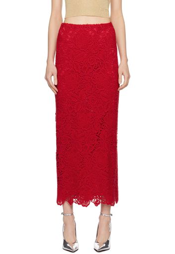 Valentino Red Vented Maxi Skirt